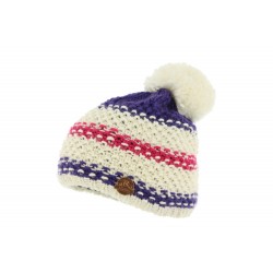 Bonnet Pompon Blanc et Violet Vercors R Mountain ANCIENNES COLLECTIONS divers