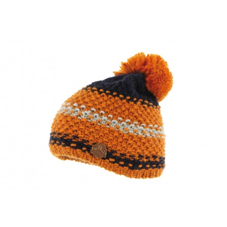 Bonnet Pompon Orange et Bleu Vercors R Mountain ANCIENNES COLLECTIONS divers