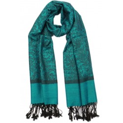 Echarpe Pashmina Noir et Turquoise Delhi Echarpe Léon montane