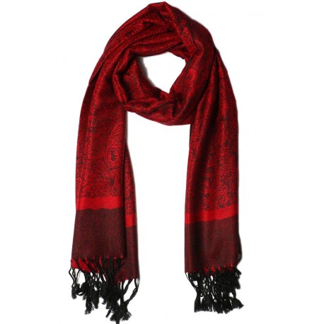 Echarpe Pashmina Rouge et Noir Delhi ANCIENNES COLLECTIONS divers