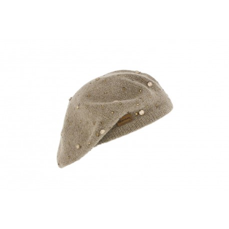 Beret Femme Beige avec strass Albina Herman ANCIENNES COLLECTIONS divers