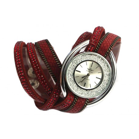 Montre femme double tour rouge et strass Loly ANCIENNES COLLECTIONS divers