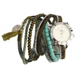 Montre bracelet double tour Verte et Turquoise Tella ANCIENNES COLLECTIONS divers