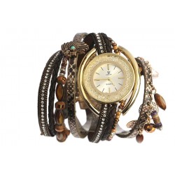 Montre femme fantaisie bracelet double Marron Alya ANCIENNES COLLECTIONS divers