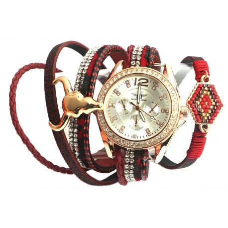 Montre femme bracelet double Rouge Mylta ANCIENNES COLLECTIONS divers