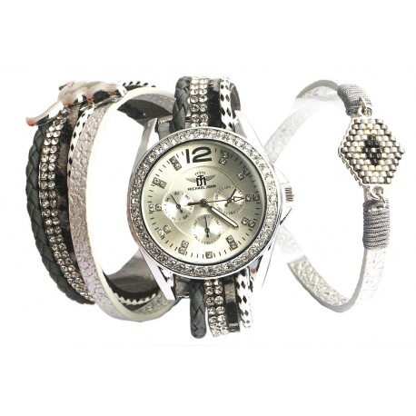 Montre femme bracelet double Grise Mylta ANCIENNES COLLECTIONS divers