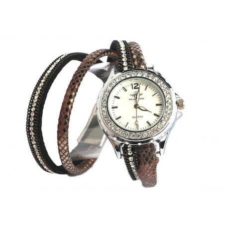 Montre Bracelet double tour Marron Strass Jaly ANCIENNES COLLECTIONS divers