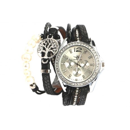 Montre Double Tour Noir strass Oda ANCIENNES COLLECTIONS divers