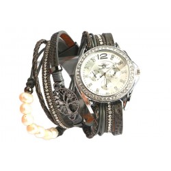 Montre Double Tour Grise Strass Oda ANCIENNES COLLECTIONS divers