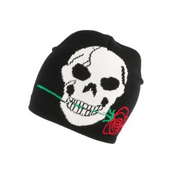 Bonnet Biker Noir avec rose BONNETS divers