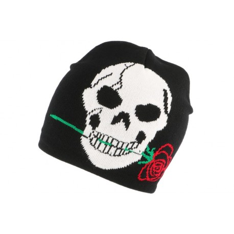 Bonnet Biker Noir avec rose BONNETS divers