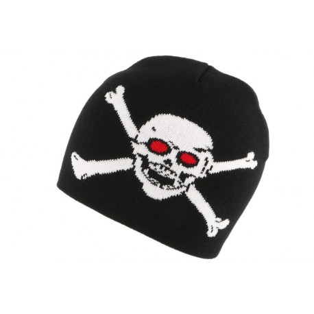 Bonnet Biker Noir Pirate Yeux Rouges BONNETS Nyls Création