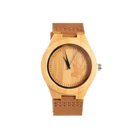 Montre en Bois tête de Cerf Marron Hunty Montre GG Luxe