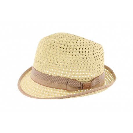 Chapeau trilby paille marron Don Camino ANCIENNES COLLECTIONS divers