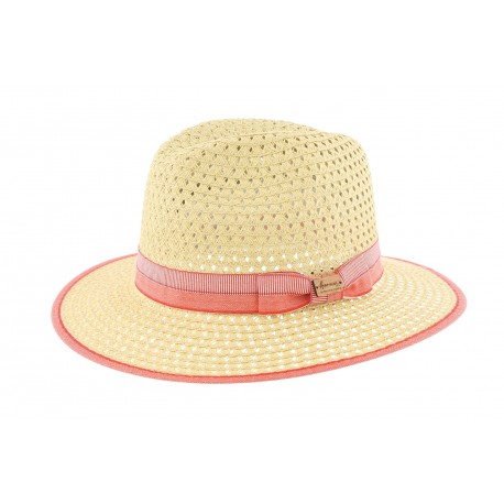 Grand chapeau paille beige et rouge Cordy ANCIENNES COLLECTIONS divers