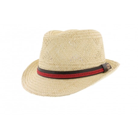 Chapeau paille Beige et Bleu Taibu Herman ANCIENNES COLLECTIONS divers