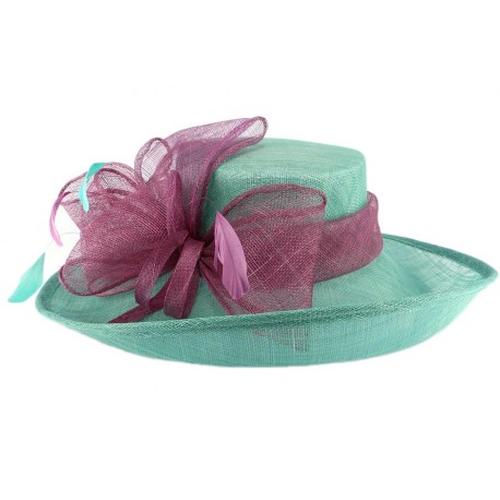 Chapeau Cérémonie Airelle en sisal turquoise et fuschia ANCIENNES COLLECTIONS divers