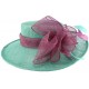 Chapeau Cérémonie Airelle en sisal turquoise et fuschia ANCIENNES COLLECTIONS divers