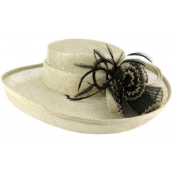 Chapeau Cérémonie Argan en sisal Gris et Noir Chapeau cérémonie Léon montane