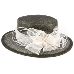 Chapeau Cérémonie Fève en sisal marron et blanc ANCIENNES COLLECTIONS divers