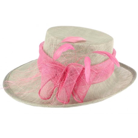 Chapeau Cérémonie Amendier Gris et Fuschia ANCIENNES COLLECTIONS divers