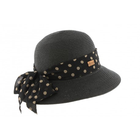 chapeau de paille femme noir avec foulard Delucia ANCIENNES COLLECTIONS divers