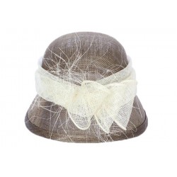 Chapeau cérémonie Terra en sisal marron et écru ANCIENNES COLLECTIONS divers