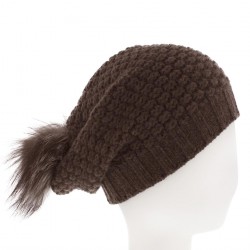 Bonnet Marron à Pompon fourrure Renard Ely Par Celine Robert ANCIENNES COLLECTIONS divers