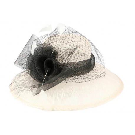 Chapeau mariage écru et noir Fresno en paille sisal ANCIENNES COLLECTIONS divers