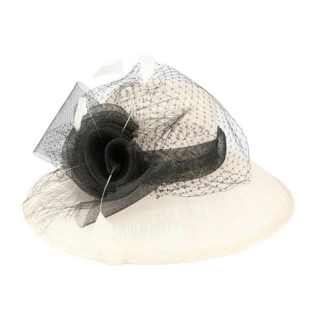 Chapeau mariage écru et noir Fresno en paille sisal ANCIENNES COLLECTIONS divers