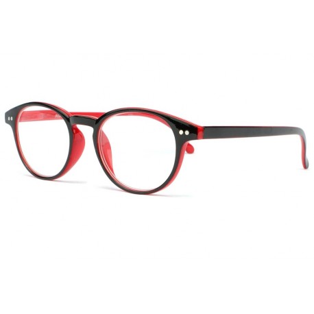 Lunette lecture ronde rouge et noir Lyka Lunettes Loupes Proloupe