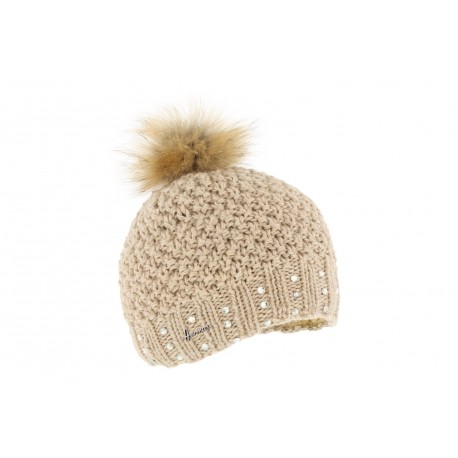 Bonnet Femme Pompon Beige Maggy ANCIENNES COLLECTIONS divers