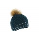 Bonnet Pompon Bleu et strass Maggy ANCIENNES COLLECTIONS divers