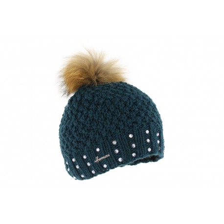 Bonnet Pompon Bleu et strass Maggy ANCIENNES COLLECTIONS divers