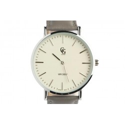 Montre Bracelet Cuir Gris cadran Argent Nelson Montre divers