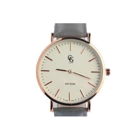 Montre Bracelet Cuir Gris cadran dore Nelson Montre GG Luxe