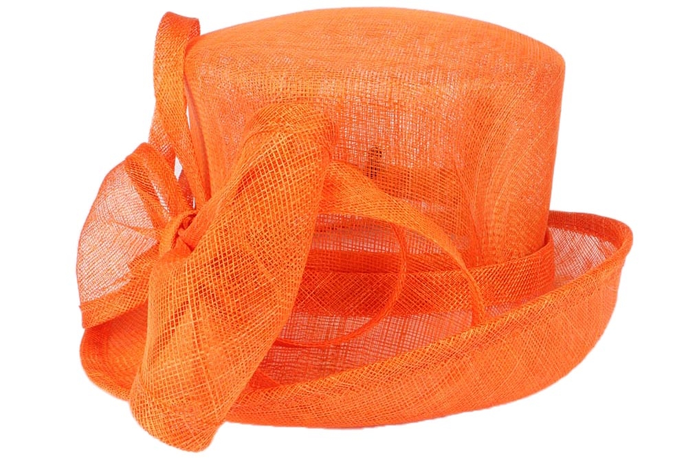 Chapeau De Cérémonie Femme 3CD France – Taille S/M, Couleur Orange Brique Ivoire, Fibres Naturelles