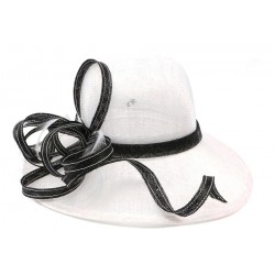 Chapeau Mariage Blanc et noir Loly Leon Montane Chapeau cérémonie Léon montane