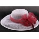 Chapeau mariée Emilie en sisal blanc et bordeaux ANCIENNES COLLECTIONS divers