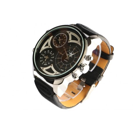 Grosse montre chronographe bracelet cuir noir Kronos ANCIENNES COLLECTIONS divers