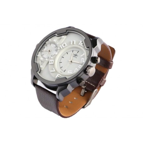 Grande montre double fuseau horaire marron Fortex ANCIENNES COLLECTIONS divers