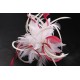 Coiffe mariée Cléa en plume écru et rouge Chapeau mariée Nyls Création