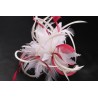Coiffe mariée Cléa en plume écru et rouge Chapeau mariée Nyls Création