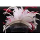 Coiffe mariée Cléa en plume écru et rouge Chapeau mariée Nyls Création