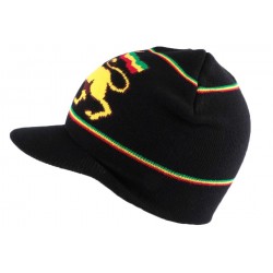 Bonnet Casquette Rasta noir avec Lion BONNETS Nyls Création