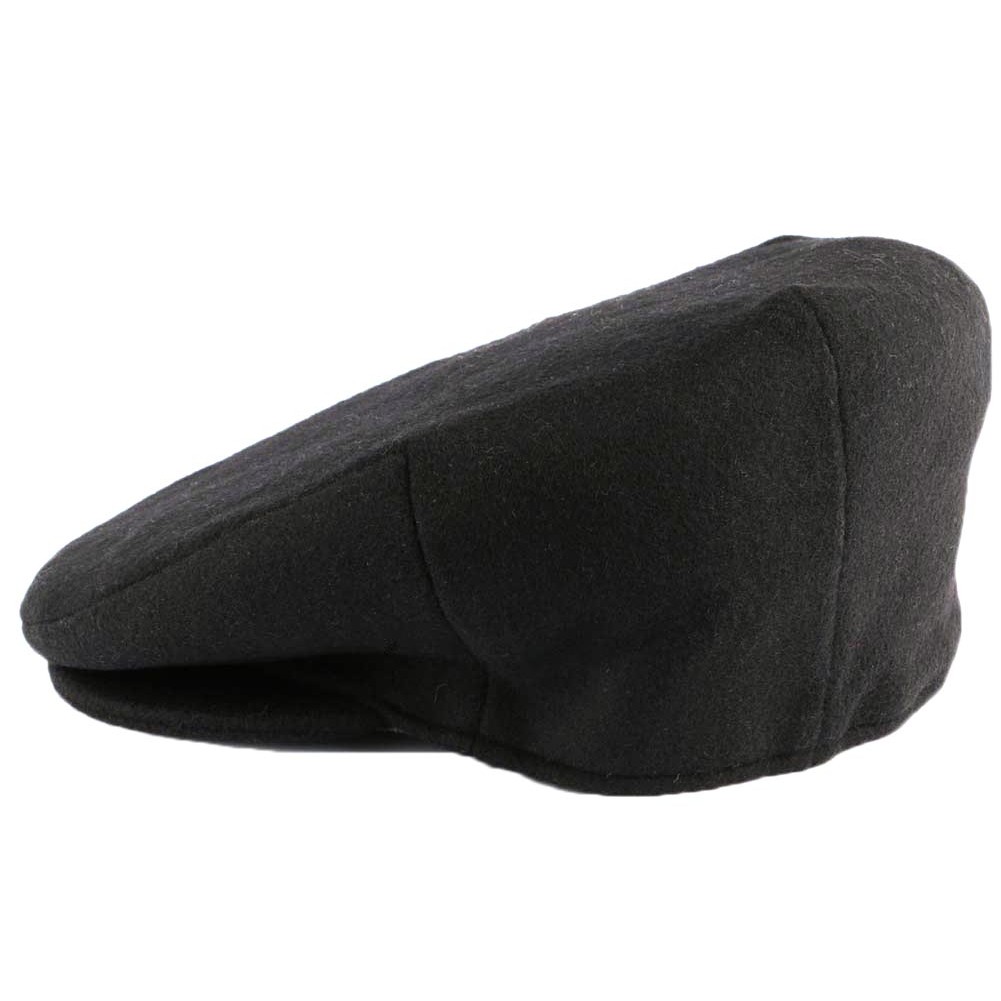 Béret Homme Noir, Casquette Plate en drap de Laine, pure Laine