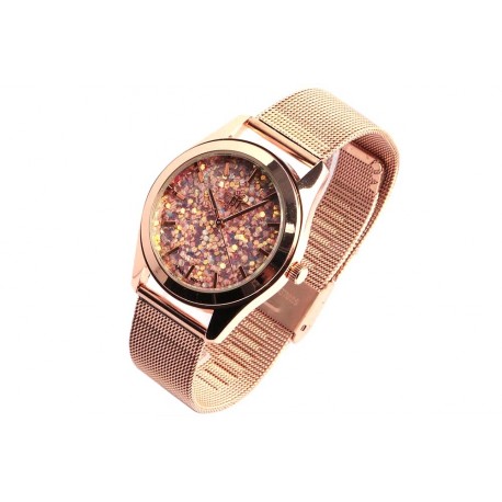 Montre doree femme paillettes roses maille milanaise Nymphea ANCIENNES COLLECTIONS divers