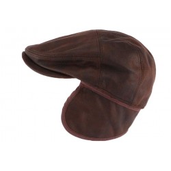 Casquette cache oreille cuir suédine marron Epsom Aussie Apparel CASQUETTES Aussie Apparel