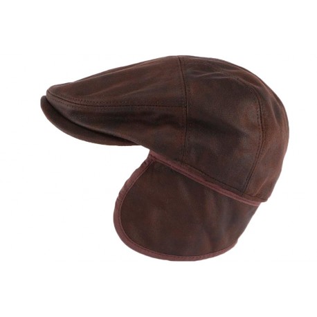 Casquette cache oreille cuir marron Aussie Aparel, casquette livré 48h