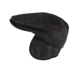 Casquette cache oreille cuir suédine noir Epsom Aussie Apparel CASQUETTES Aussie Apparel